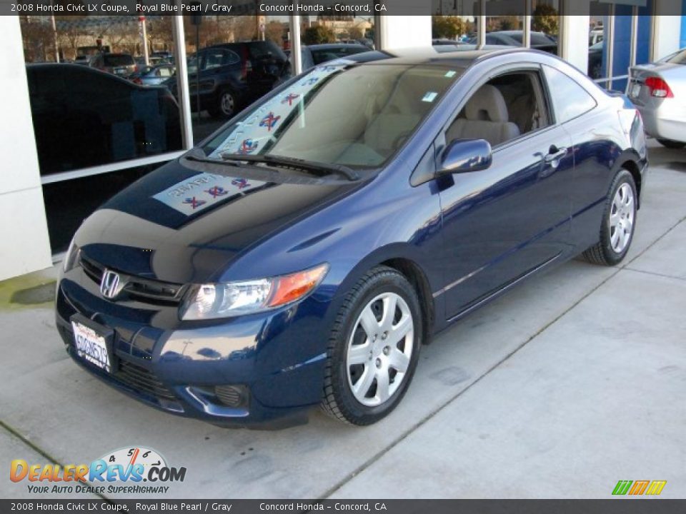 2008 Honda Civic LX Coupe Royal Blue Pearl / Gray Photo #7