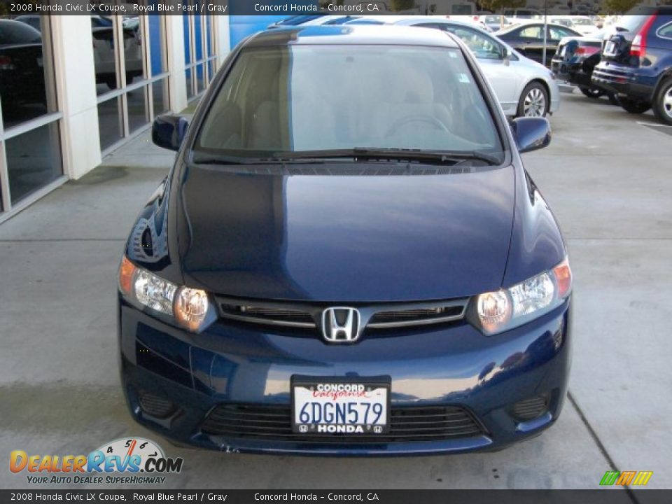 2008 Honda Civic LX Coupe Royal Blue Pearl / Gray Photo #8