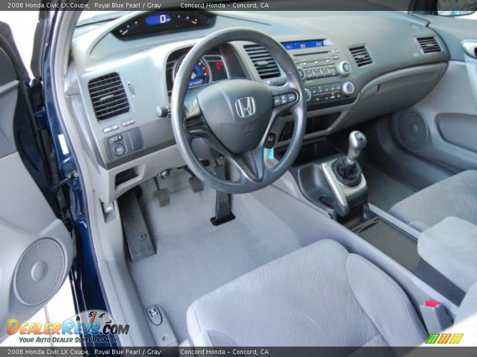 2008 Honda Civic LX Coupe Royal Blue Pearl / Gray Photo #12