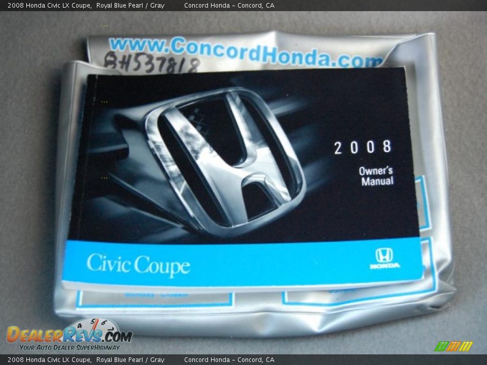 2008 Honda Civic LX Coupe Royal Blue Pearl / Gray Photo #24