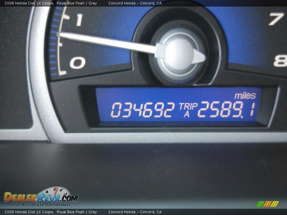 2008 Honda Civic LX Coupe Royal Blue Pearl / Gray Photo #27