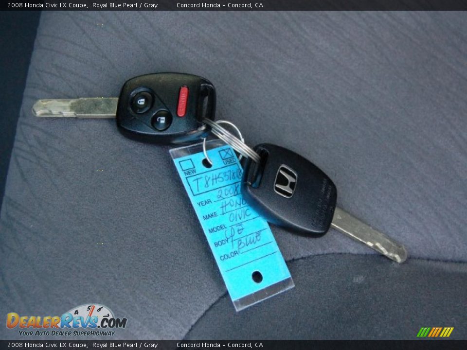 2008 Honda Civic LX Coupe Royal Blue Pearl / Gray Photo #28