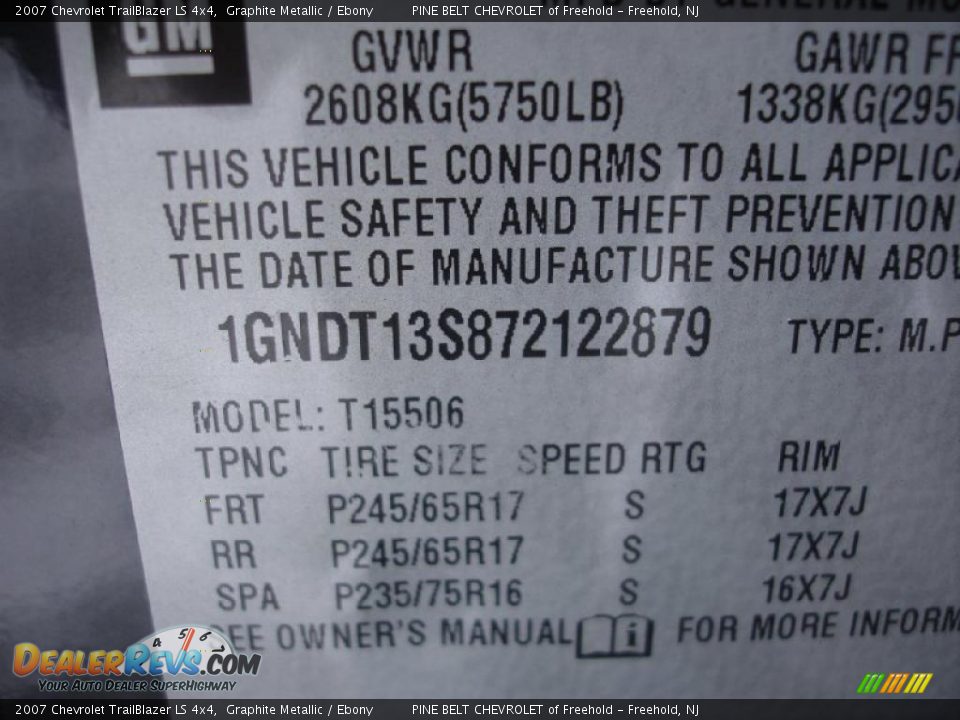 2007 Chevrolet TrailBlazer LS 4x4 Graphite Metallic / Ebony Photo #18