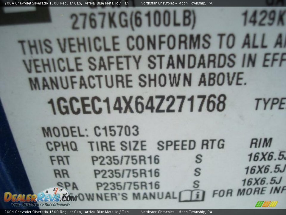 2004 Chevrolet Silverado 1500 Regular Cab Arrival Blue Metallic / Tan Photo #19