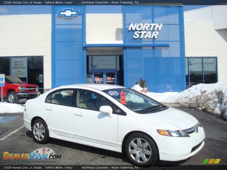 2008 Honda Civic LX Sedan Taffeta White / Ivory Photo #1