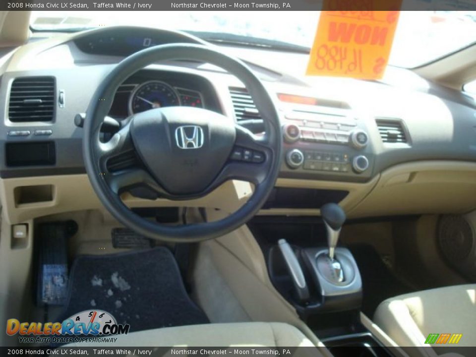 2008 Honda Civic LX Sedan Taffeta White / Ivory Photo #12