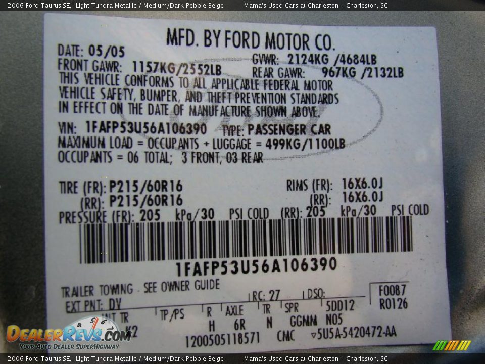 2006 Ford Taurus SE Light Tundra Metallic / Medium/Dark Pebble Beige Photo #22