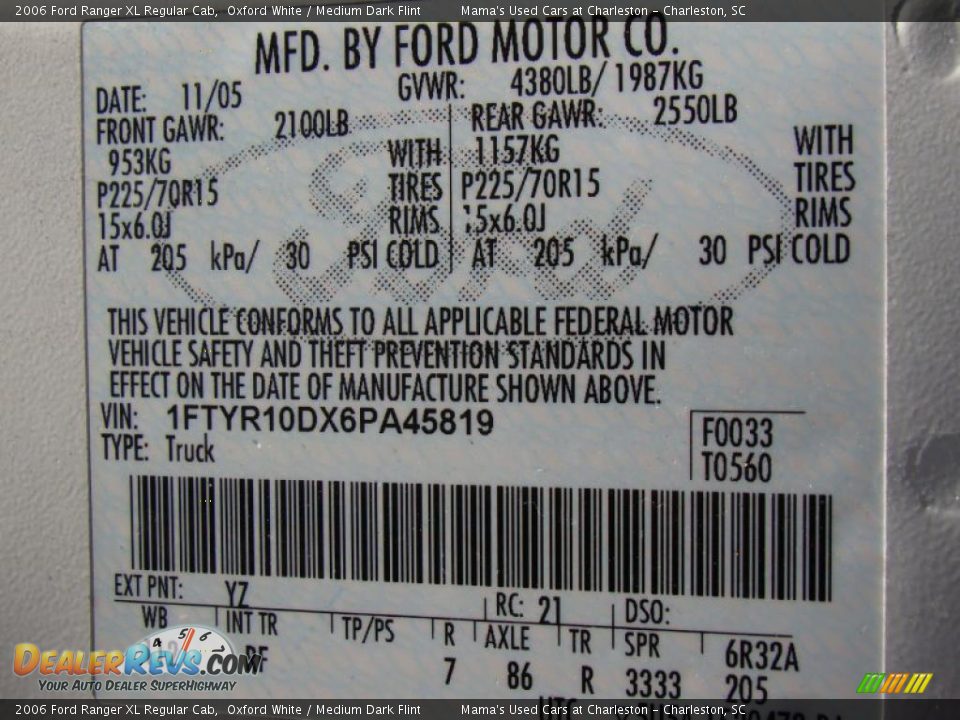 2006 Ford Ranger XL Regular Cab Oxford White / Medium Dark Flint Photo #18