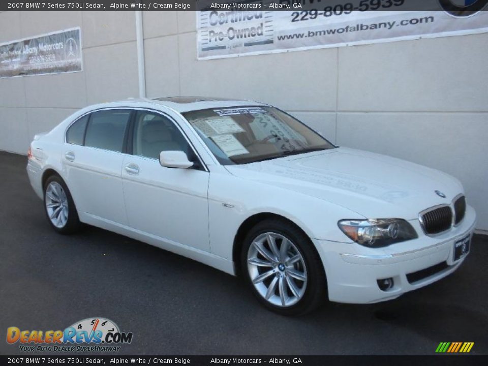 2007 BMW 7 Series 750Li Sedan Alpine White / Cream Beige Photo #27