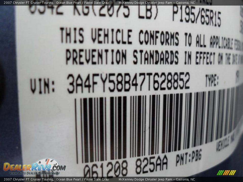 2007 Chrysler PT Cruiser Touring Ocean Blue Pearl / Pastel Slate Gray Photo #10