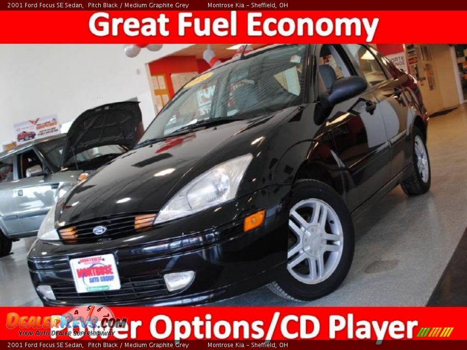 2001 Ford Focus SE Sedan Pitch Black / Medium Graphite Grey Photo #1