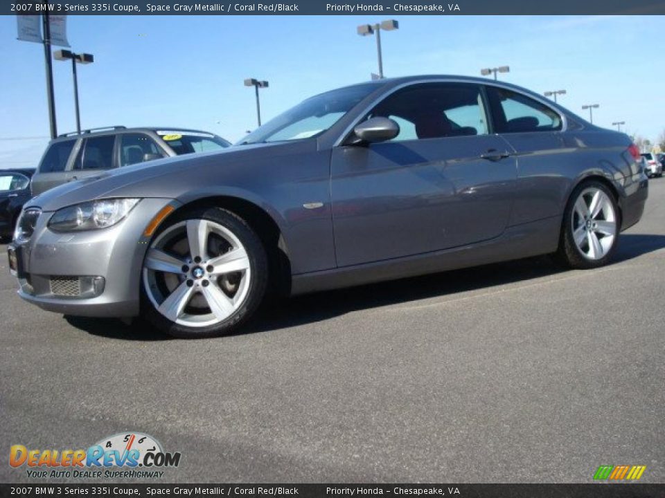 2007 BMW 3 Series 335i Coupe Space Gray Metallic / Coral Red/Black Photo #2