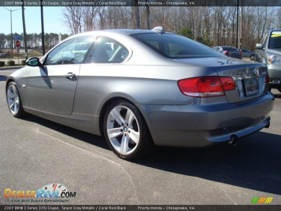 2007 BMW 3 Series 335i Coupe Space Gray Metallic / Coral Red/Black Photo #4