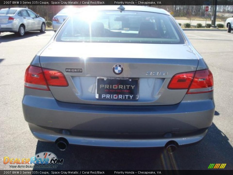 2007 BMW 3 Series 335i Coupe Space Gray Metallic / Coral Red/Black Photo #5