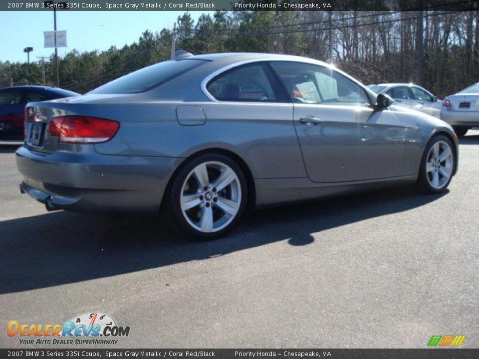 2007 BMW 3 Series 335i Coupe Space Gray Metallic / Coral Red/Black Photo #6