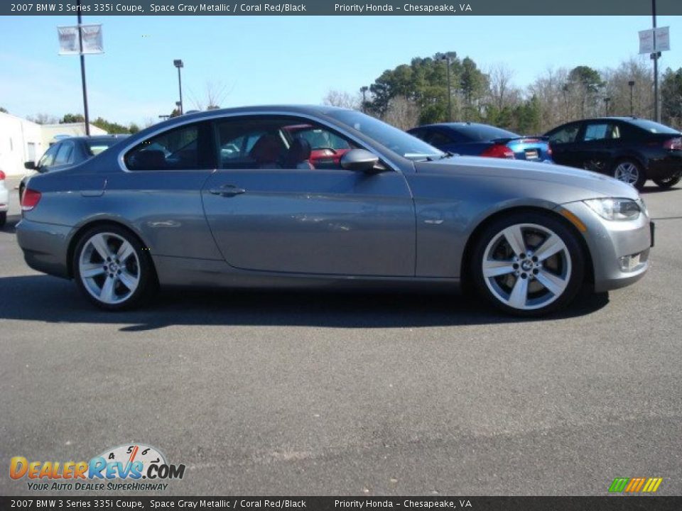 2007 BMW 3 Series 335i Coupe Space Gray Metallic / Coral Red/Black Photo #7