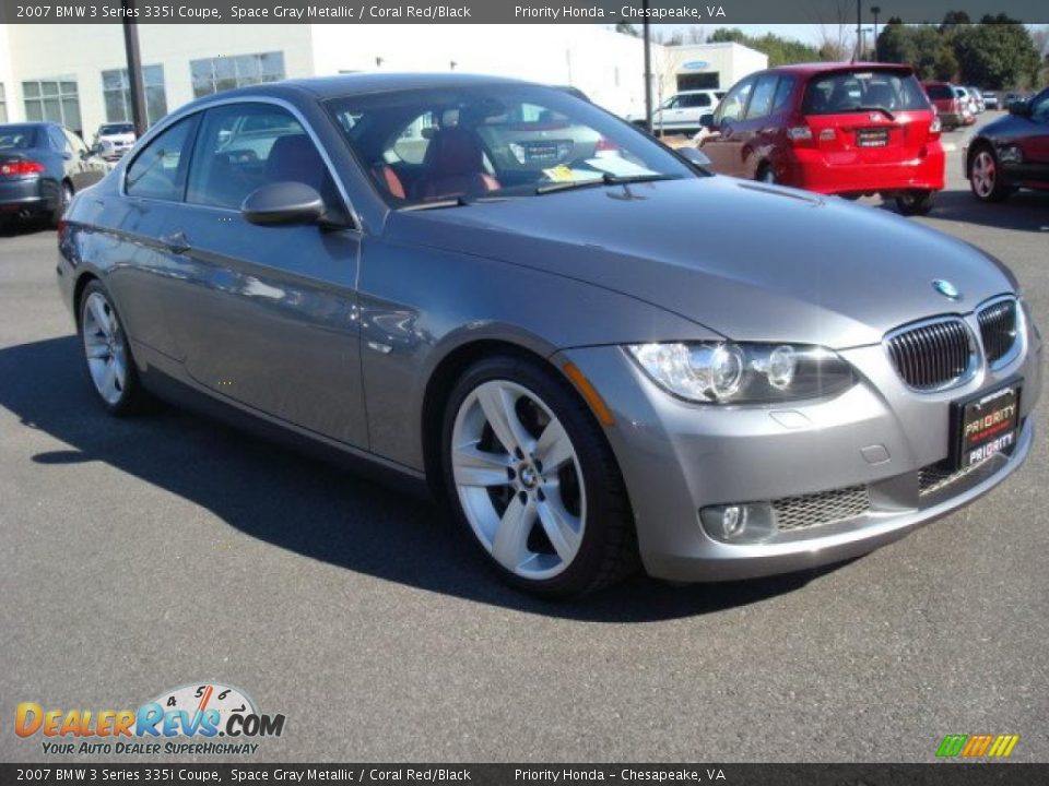 2007 BMW 3 Series 335i Coupe Space Gray Metallic / Coral Red/Black Photo #8