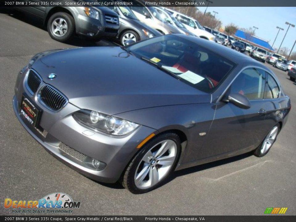 2007 BMW 3 Series 335i Coupe Space Gray Metallic / Coral Red/Black Photo #10