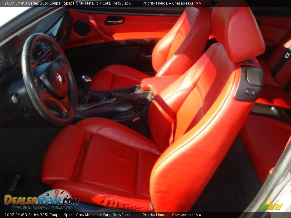 2007 BMW 3 Series 335i Coupe Space Gray Metallic / Coral Red/Black Photo #11