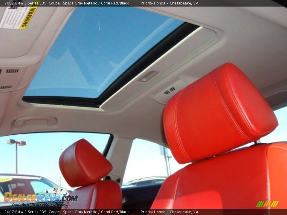 2007 BMW 3 Series 335i Coupe Space Gray Metallic / Coral Red/Black Photo #13