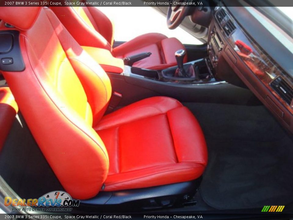 2007 BMW 3 Series 335i Coupe Space Gray Metallic / Coral Red/Black Photo #15