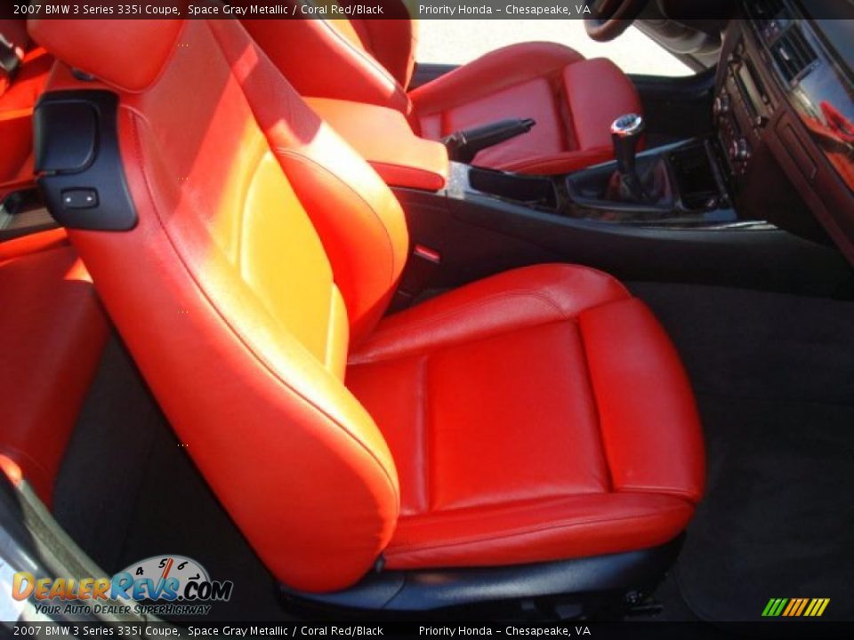2007 BMW 3 Series 335i Coupe Space Gray Metallic / Coral Red/Black Photo #16