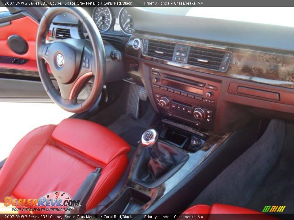 2007 BMW 3 Series 335i Coupe Space Gray Metallic / Coral Red/Black Photo #18