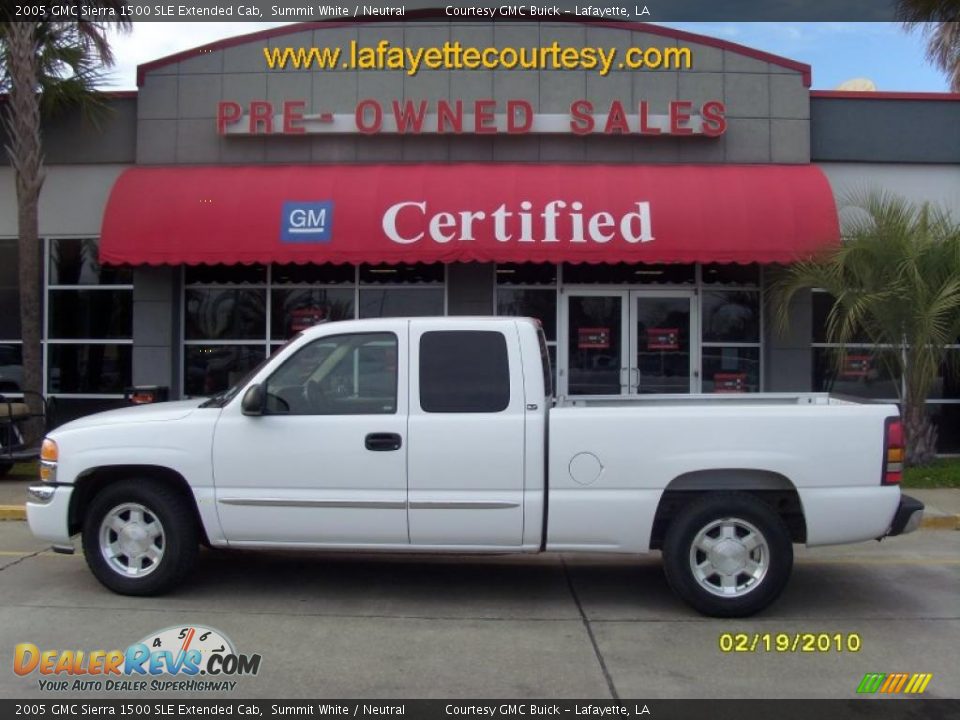 2005 GMC Sierra 1500 SLE Extended Cab Summit White / Neutral Photo #1