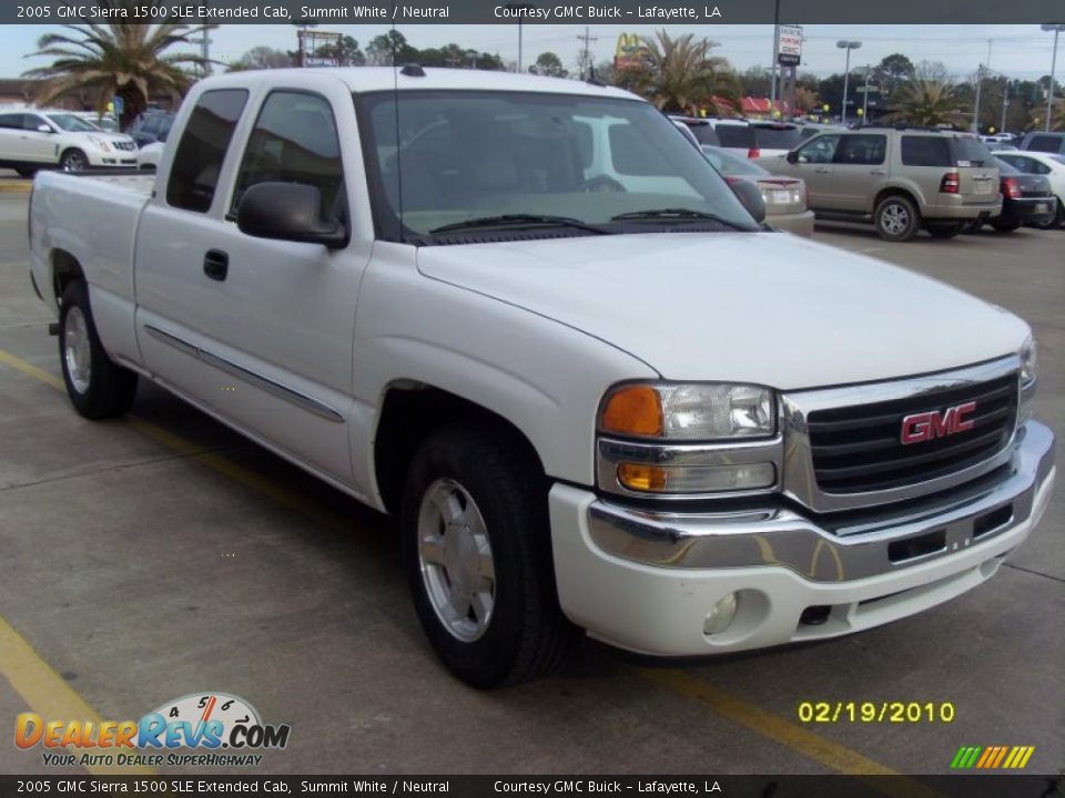 2005 GMC Sierra 1500 SLE Extended Cab Summit White / Neutral Photo #6
