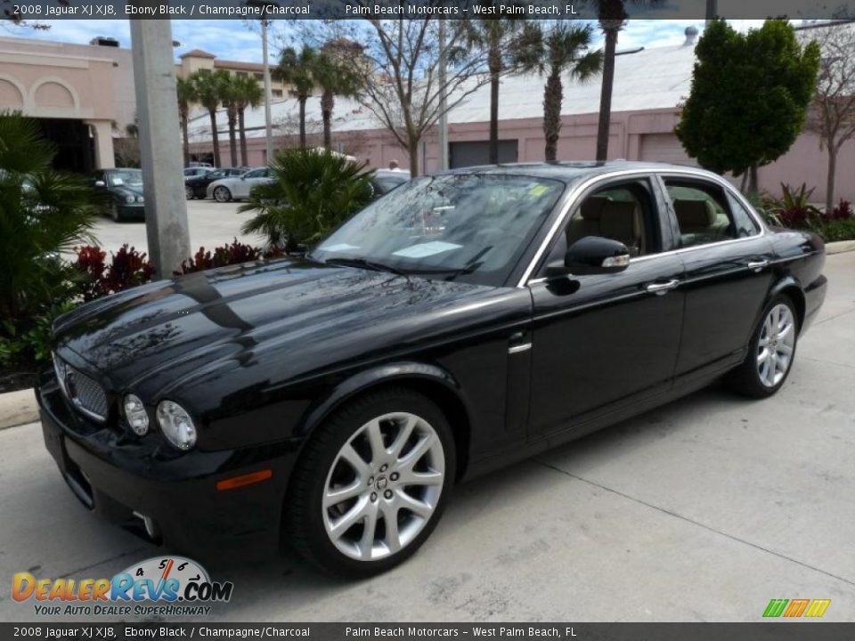 2008 Jaguar XJ XJ8 Ebony Black / Champagne/Charcoal Photo #1