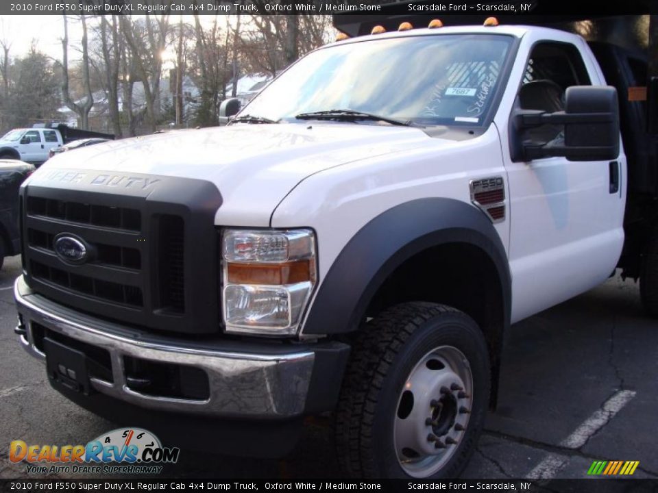 2010 Ford F550 Super Duty XL Regular Cab 4x4 Dump Truck Oxford White / Medium Stone Photo #1