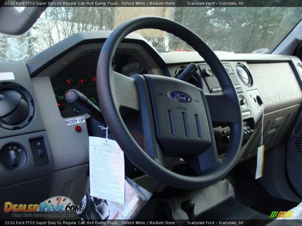 2010 Ford F550 Super Duty XL Regular Cab 4x4 Dump Truck Oxford White / Medium Stone Photo #20