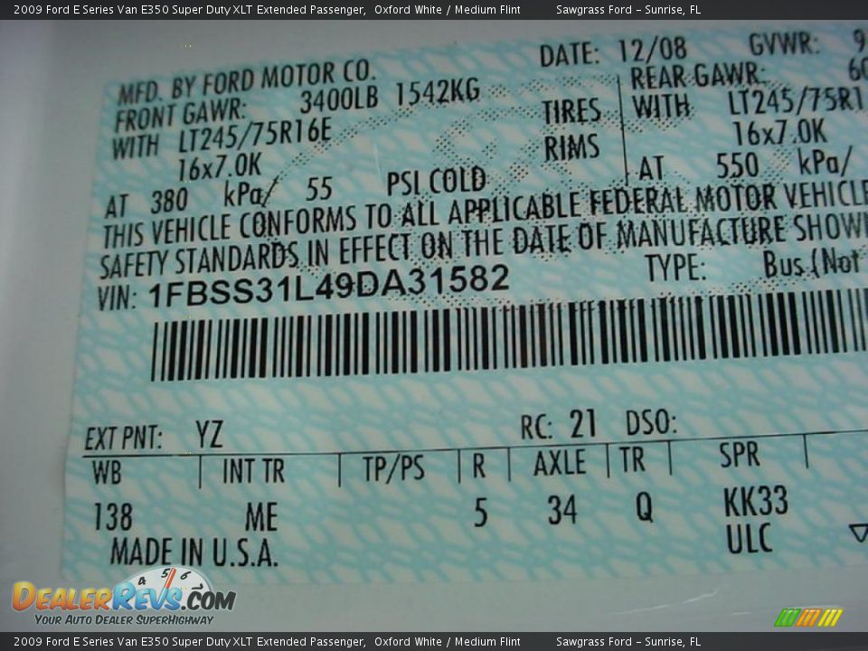 2009 Ford E Series Van E350 Super Duty XLT Extended Passenger Oxford White / Medium Flint Photo #21