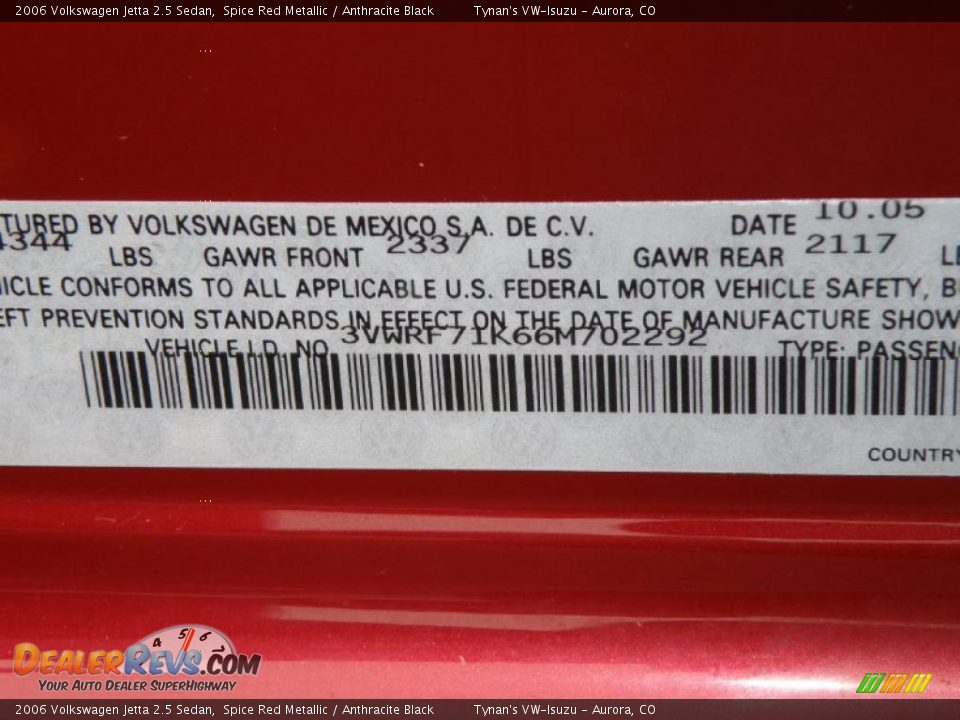 2006 Volkswagen Jetta 2.5 Sedan Spice Red Metallic / Anthracite Black Photo #19