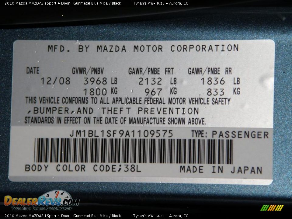 2010 Mazda MAZDA3 i Sport 4 Door Gunmetal Blue Mica / Black Photo #20