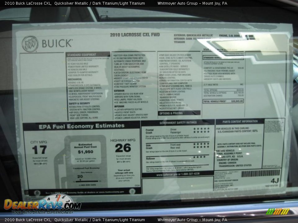 2010 Buick LaCrosse CXL Quicksilver Metallic / Dark Titanium/Light Titanium Photo #4