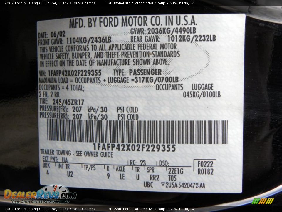 2002 Ford Mustang GT Coupe Black / Dark Charcoal Photo #16