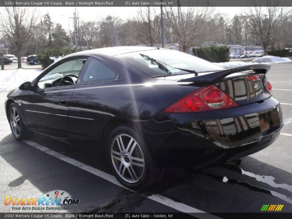 2002 Mercury Cougar V6 Coupe Black / Midnight Black/Red Photo #4