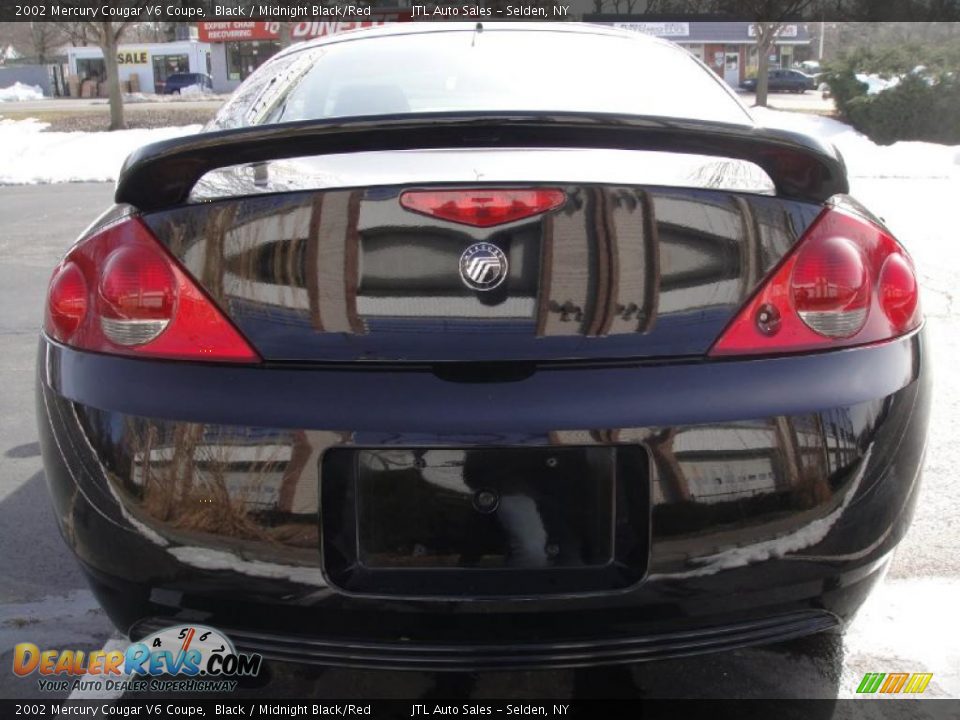 2002 Mercury Cougar V6 Coupe Black / Midnight Black/Red Photo #5