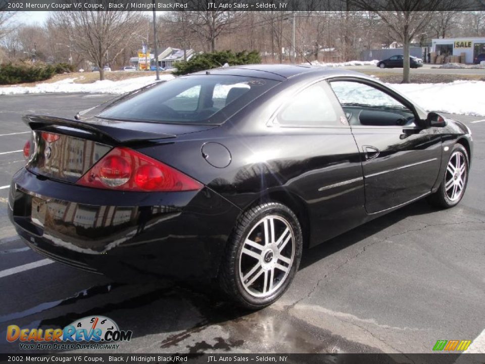 2002 Mercury Cougar V6 Coupe Black / Midnight Black/Red Photo #6