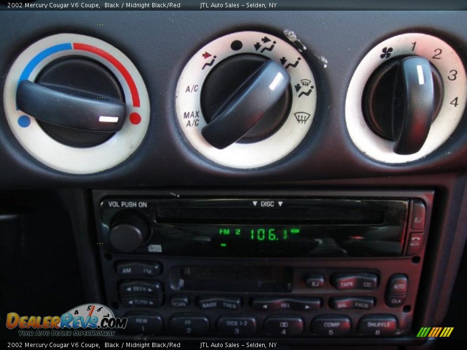 2002 Mercury Cougar V6 Coupe Black / Midnight Black/Red Photo #12