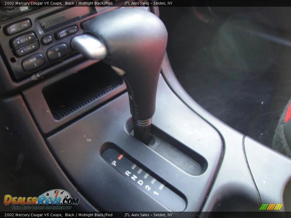 2002 Mercury Cougar V6 Coupe Black / Midnight Black/Red Photo #13