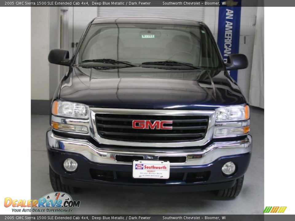 2005 GMC Sierra 1500 SLE Extended Cab 4x4 Deep Blue Metallic / Dark Pewter Photo #2