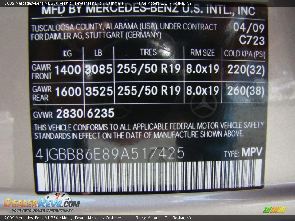 2009 Mercedes-Benz ML 350 4Matic Pewter Metallic / Cashmere Photo #15