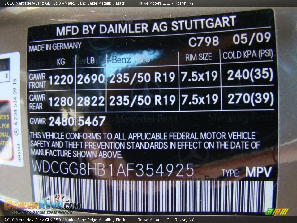 2010 Mercedes-Benz GLK 350 4Matic Sand Beige Metallic / Black Photo #15