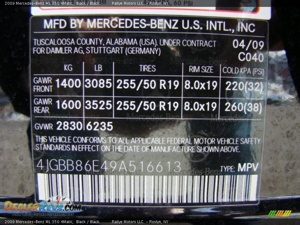2009 Mercedes-Benz ML 350 4Matic Black / Black Photo #15