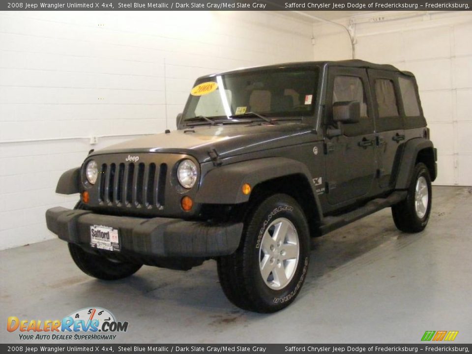 2008 Jeep Wrangler Unlimited X 4x4 Steel Blue Metallic / Dark Slate Gray/Med Slate Gray Photo #1