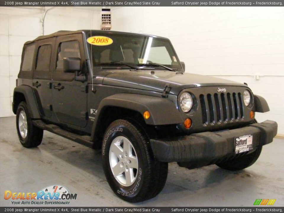 2008 Jeep Wrangler Unlimited X 4x4 Steel Blue Metallic / Dark Slate Gray/Med Slate Gray Photo #3