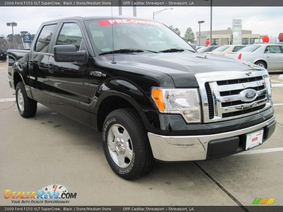 2009 Ford F150 XLT SuperCrew Black / Stone/Medium Stone Photo #2