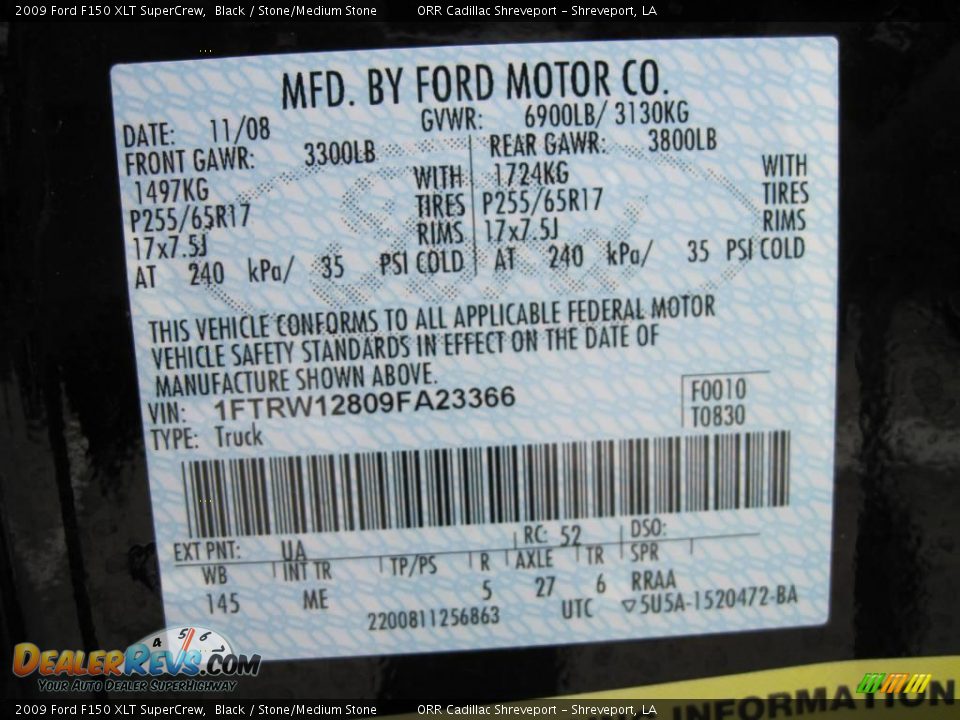 2009 Ford F150 XLT SuperCrew Black / Stone/Medium Stone Photo #13